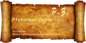 Pfeferman Zolna névjegykártya
